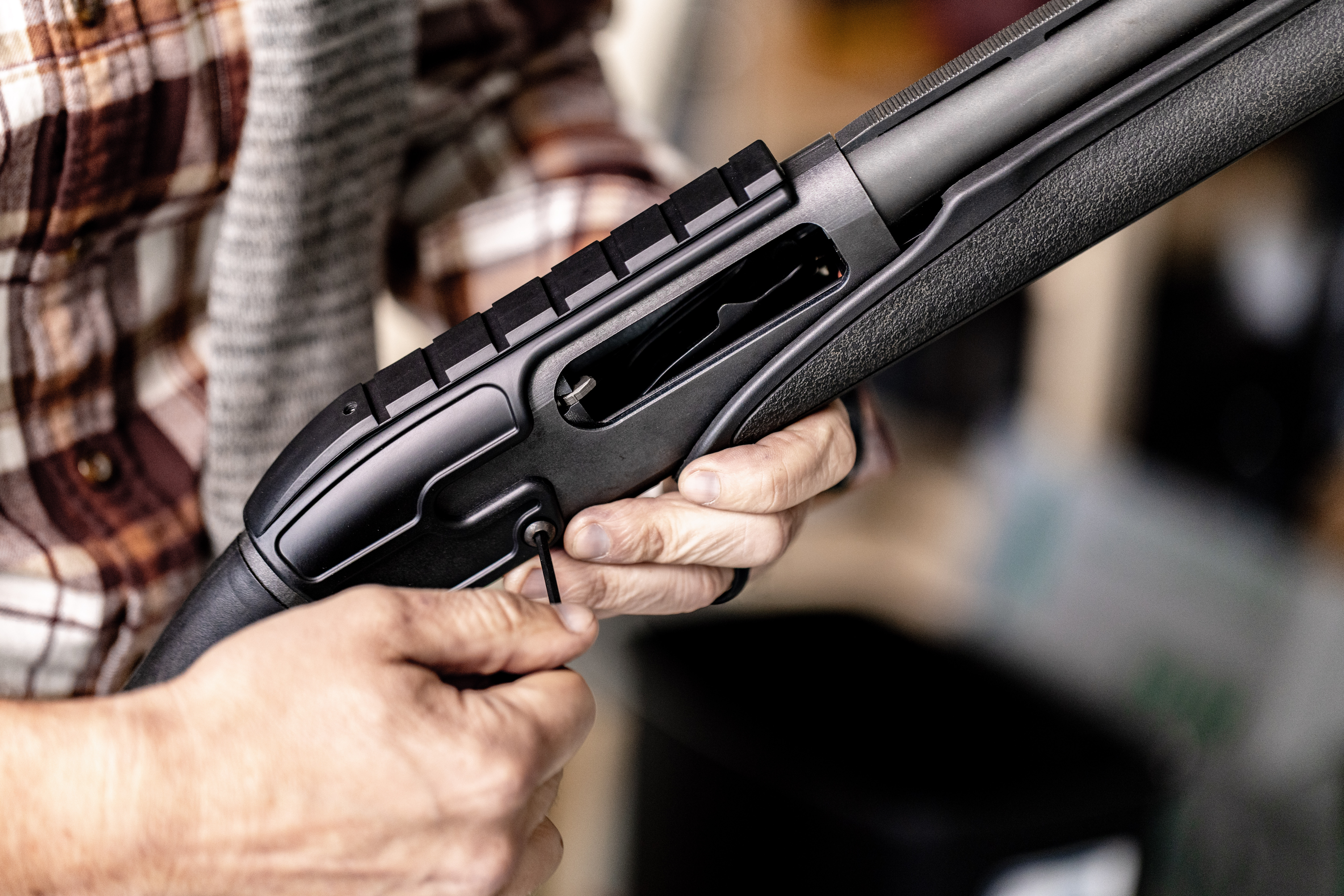 Shotgun with scope mounted
