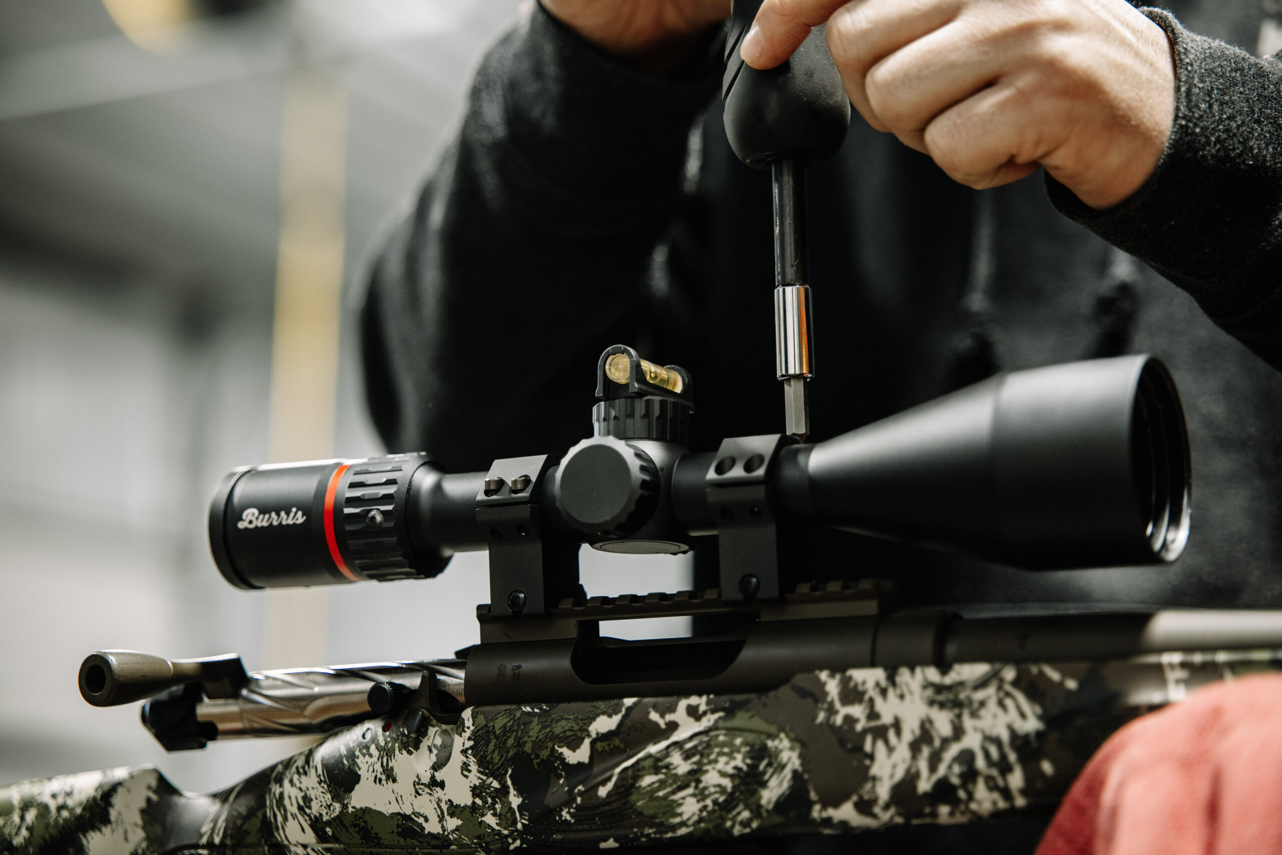 Completed scope mount setup on rifle